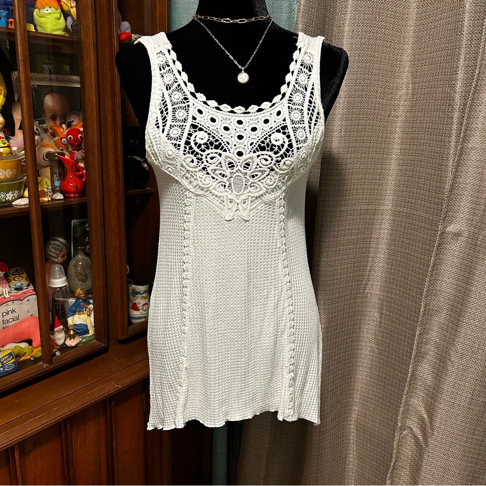 Y2K American Rag Waffle Boho Tank XS EUC